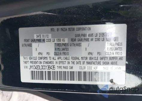 2012 Mazda Mazda5 Grand Touring from USA, damaged, VIN JM1CW2DL0C0136435